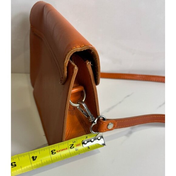 VTG Borse in Pelle Womens Orange Leather Shoulder Bag Crossbody Envelope Style - Picture 7 of 11